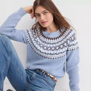 Fair Isle Ribbed Sweater Blue/Chocolate - M like new